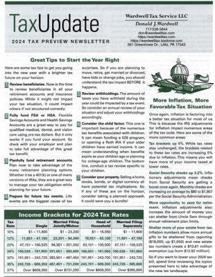 Page 1 of the latest quarterly newsletter.