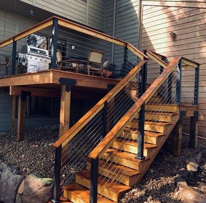 New Hardwood Deck with Cable Railing