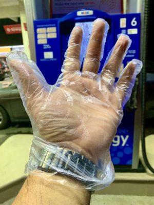 Free disposable gloves provided at the counter