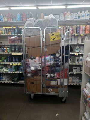 Please hire stockers to clear the aisles. It like an obstacle course to shop.