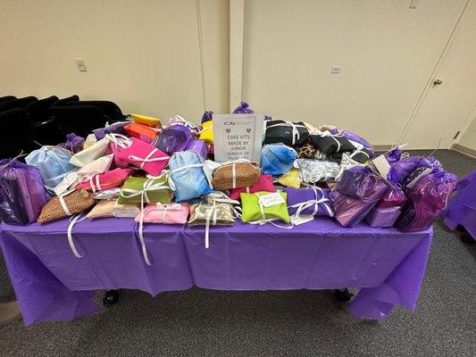 Care Kits put together by JLPA*MP Members during a volunteer event!