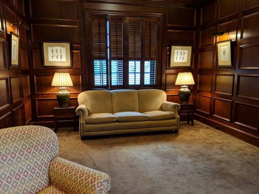 A room upstairs in the clubhouse, in between the men's locker room and the Champions Locker Room.