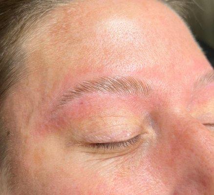 directly after brow lamination with wax, no tinting