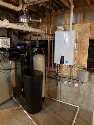 Water softener, iron curtain and Navien tankless water heater install