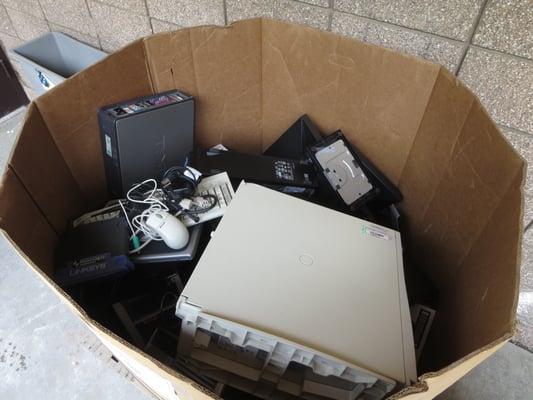 Drop-off box for electronics recycling at our office building. Free service.