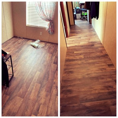 Vinyl plank flooring, beautiful color and installation.