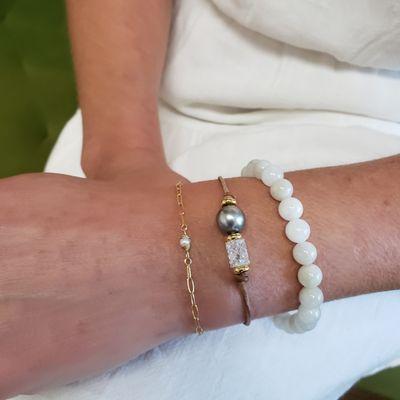 Gold Filled Permanent Bracelet with handcrafted pearl charm.