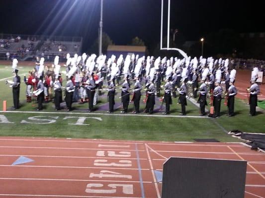 Bellevue East marching band and color guard. Sept, 2013.