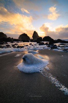 Sunset at Moonstone Beach, Humboldt County, California.