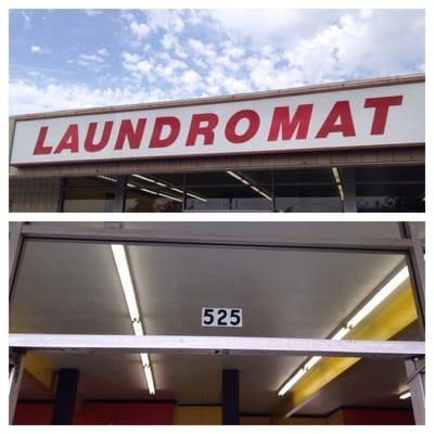 Laundromat signage/front windows.