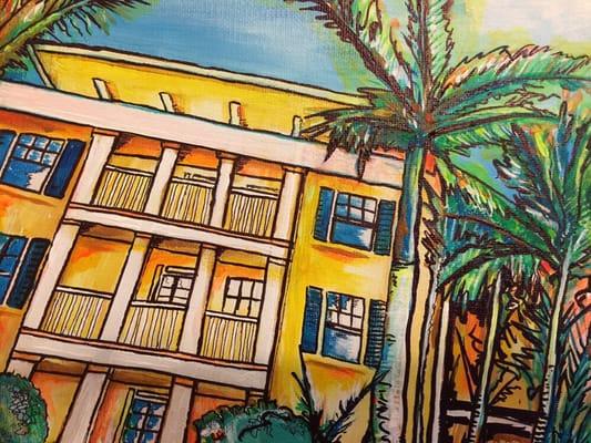 Acrylic on canvas, Abacoa town home illustration.