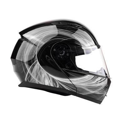 Black White Swirl Dual Visor Modular Motorcycle Helmet