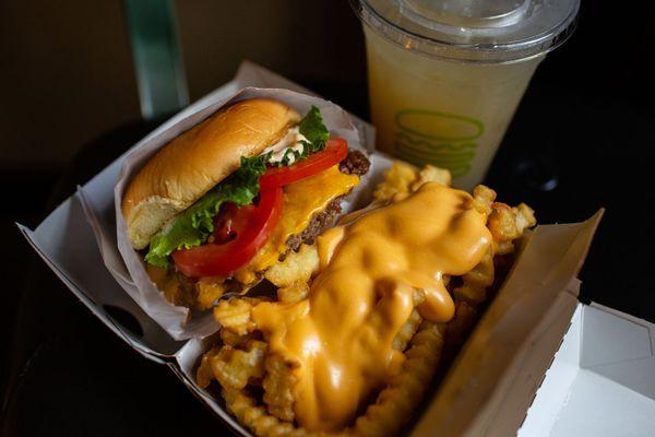 Shack Burger and Cheese Fries. I was staying in the hotel upstairs and I loved being able to take the food to my room!