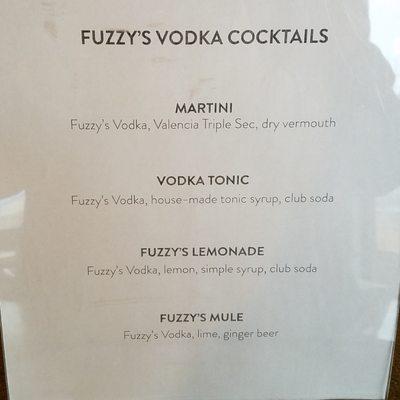 Complementary cocktails made with Fuzzy's Vodka!