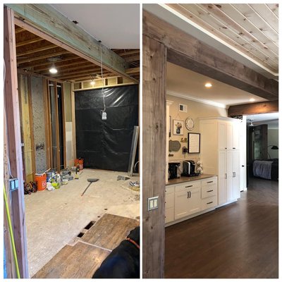 We installed some black walnut beams in this beautiful kitchen