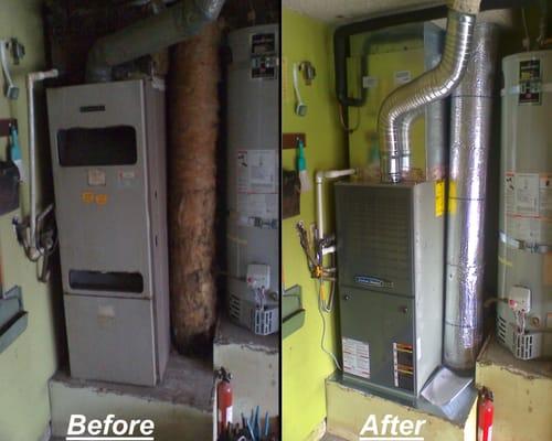 Before and after of basic furnace / coil install.