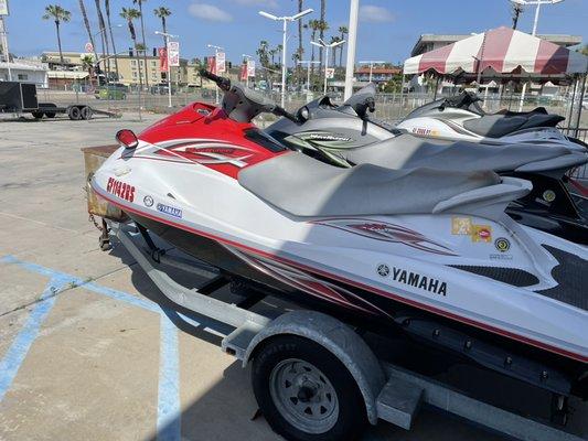 Jet skis rentals on a trailer