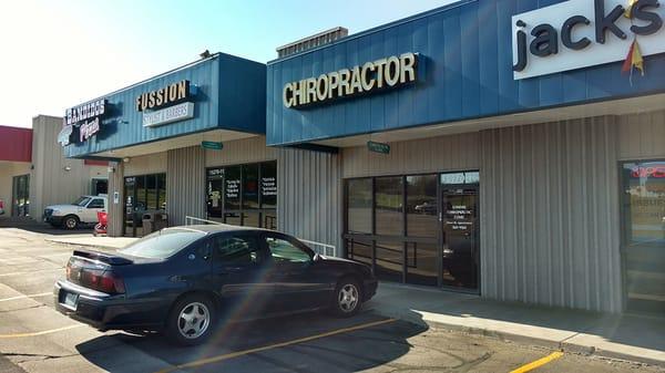 The front of our chiropractic clinic on 6th Avenue in north Aurora, Colorado.