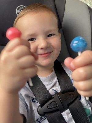 Great haircut (plus lollipops for bribes)