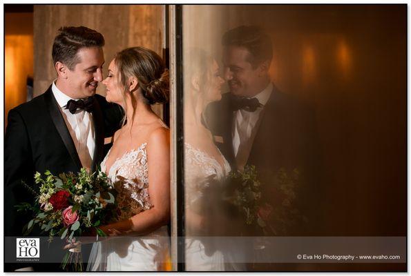 Bride and groom stealing a quiet moment after their wedding ceremony.