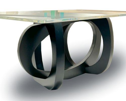 Live edge epoxy resin dining table with sculptural
Base