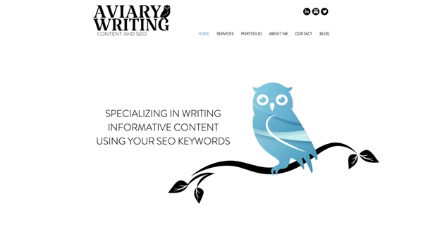 Aviary Writing website design