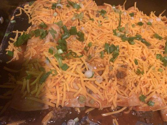 Enchiladas being prepared!! Place your order!!!