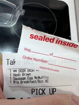 My order that was printed from CrapDonald's.