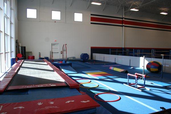 The Gilbert Gymnastics Center holds complete men's and women's Olympic gymnastics training equipment + a large preschool area.