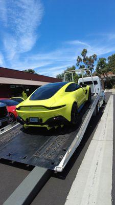 Aston Martin being delivered for Paint Protection installation