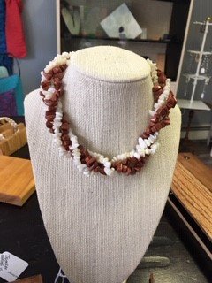 Sandstone and mother of pearl necklace.