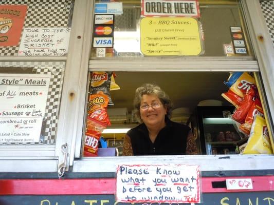 Friendly hostess.  She delivers foods to your table.