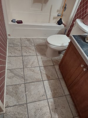 Bathroom tile that was upgraded to give some life to the room