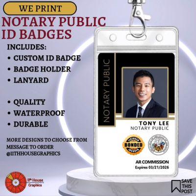 Notary Public ID Badges. Show up to your signings in a professional manner. Message us today.