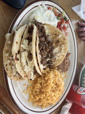 Beef quesadilla plate