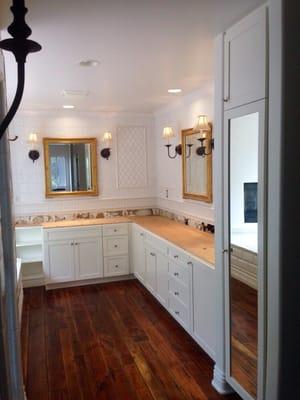 Custom painted master bath vanity and cabinets in Ojai, CA