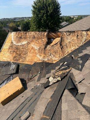 This is a small section of our roof that rotted as a result of their poor work.