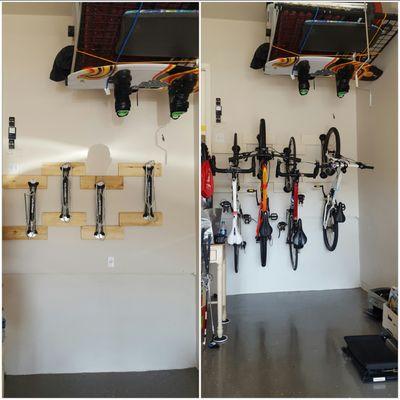 Bike rack installation for family that needed to conserve space in their garage.