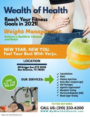 Call Wealth of Health TODAY to reach your fitness goals in 2021!