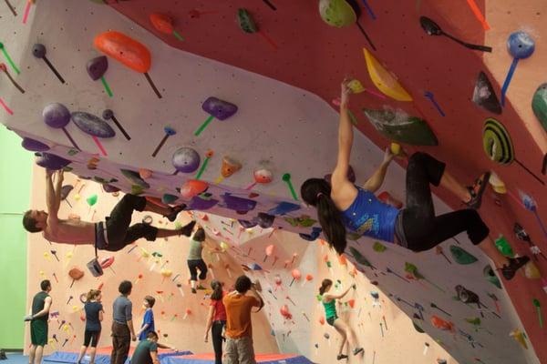 The newly expanded Bouldering Cave with problems rated beginner to advanced.