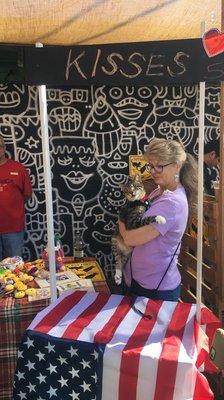 Tommy Cat Santoro's kissing booth at our Pop - Up Cat Cafe at Market in the alley!