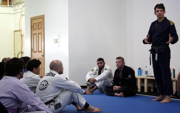 Coach Matt Leighton speaking to the team  Learn more about what BJJ can do for you: https://www.CitadelBJJ.com