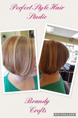 Gorgeous haircut with a color to accentuate her skin tone..