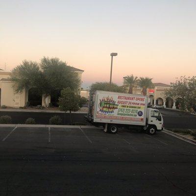 Outside of the restaurant is Chef Eva's food truck