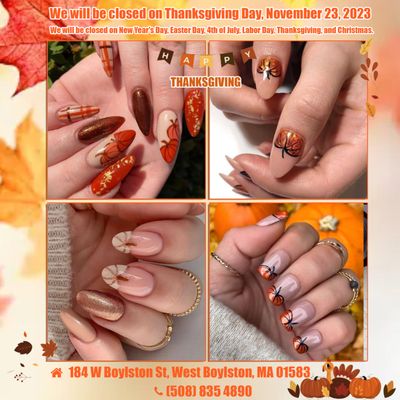 Happy Thanksgiving at Elegant Nail Spa! Address: 184 W Boylston St, West Boylston, MA 01583. Phone: (508) 835 4890