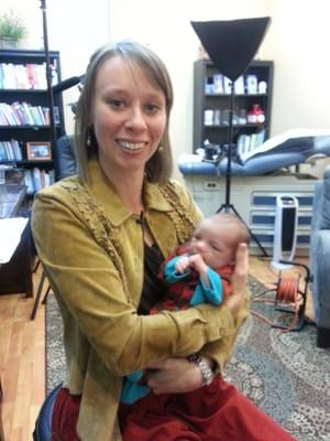 Allyson holding Bennett during one of our post natal visits.