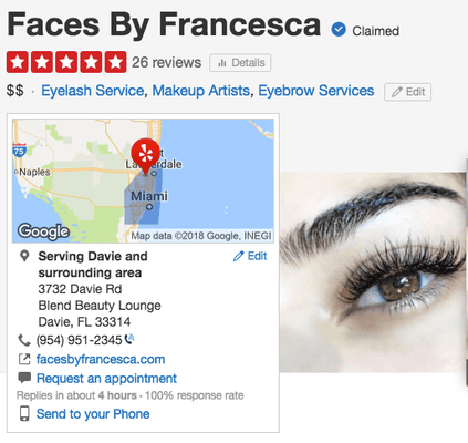 This is the Faces By Francesca ORIGINAL location - Feel free to check out what my clients have said about my services!