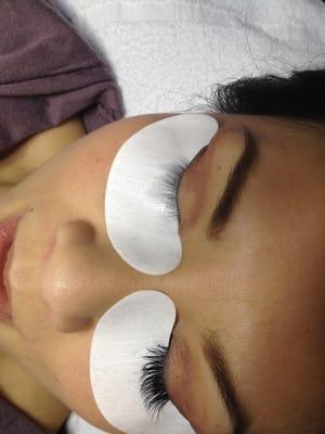 Eyelash extension by Thi. One side without the other is completed