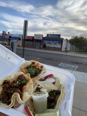 2 adobada/pork + 1 asada/steak