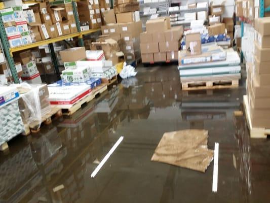 Huge flood in commercial print shop in Boston Ma